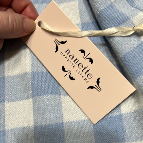 Nanette Lepore Blue Cream Plaid Button Up Cardigan Sz M NWT - Picture 7 of 12